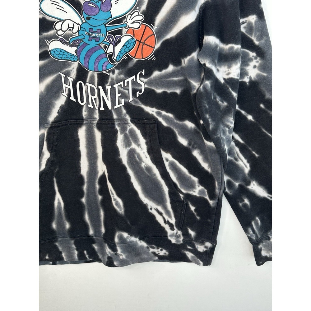 Charlotte Hornets Tie-Dye Hoodie Sweatshirt Adult Size Medium Hugo Black‎ White - Picture 4 of 11